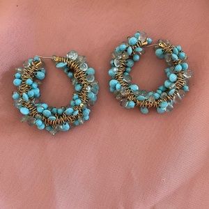 Pretty “gold/turquoise” detailed hoop earrings
